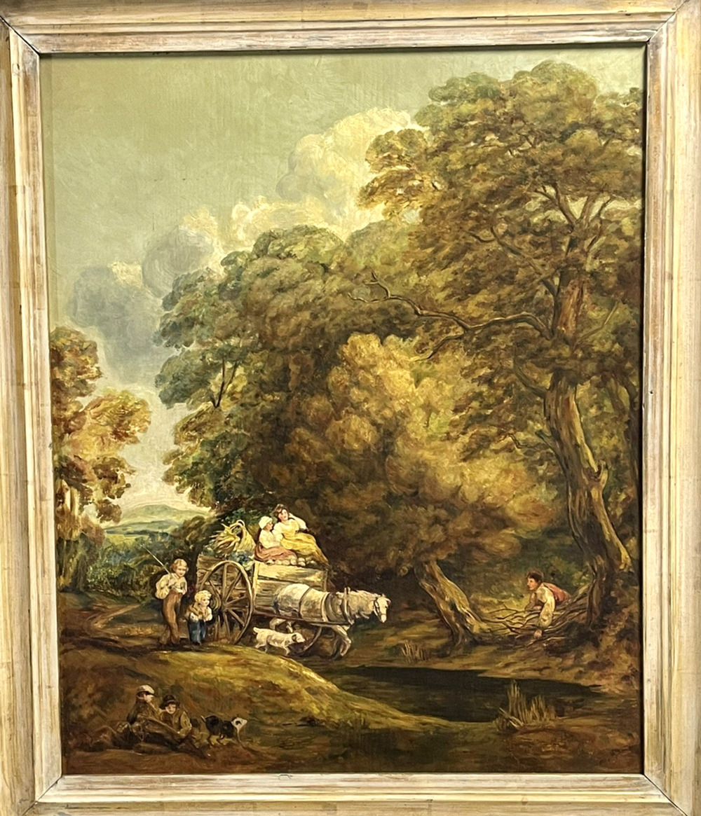 “The Market Cart” After Thomas Gainsborough Oil on Board Reproduction 22x26